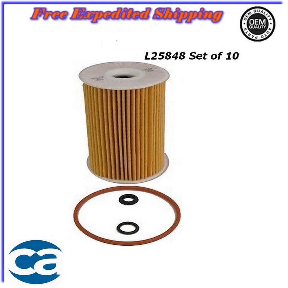 Oil Filter Set of 10 For Hyundai Entourage Veracruz, Kia Sorento 3.8L 4.6L 5.0L  - Image 1 of 1