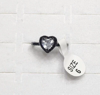 Joyas Fragantes Corazón Brillante Negro y Cristal Talla 6 Foto 1 de 2