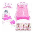 Dolls Furniture Play House Set  Pink Bed Table Chair Bedroom Toy Kits  HOT