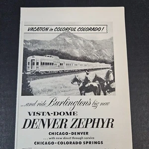 1957 Burlington Vista-Dome Denver CO Zephyr Railroad Train Car Vintage Print Ad - Bild 1 von 4