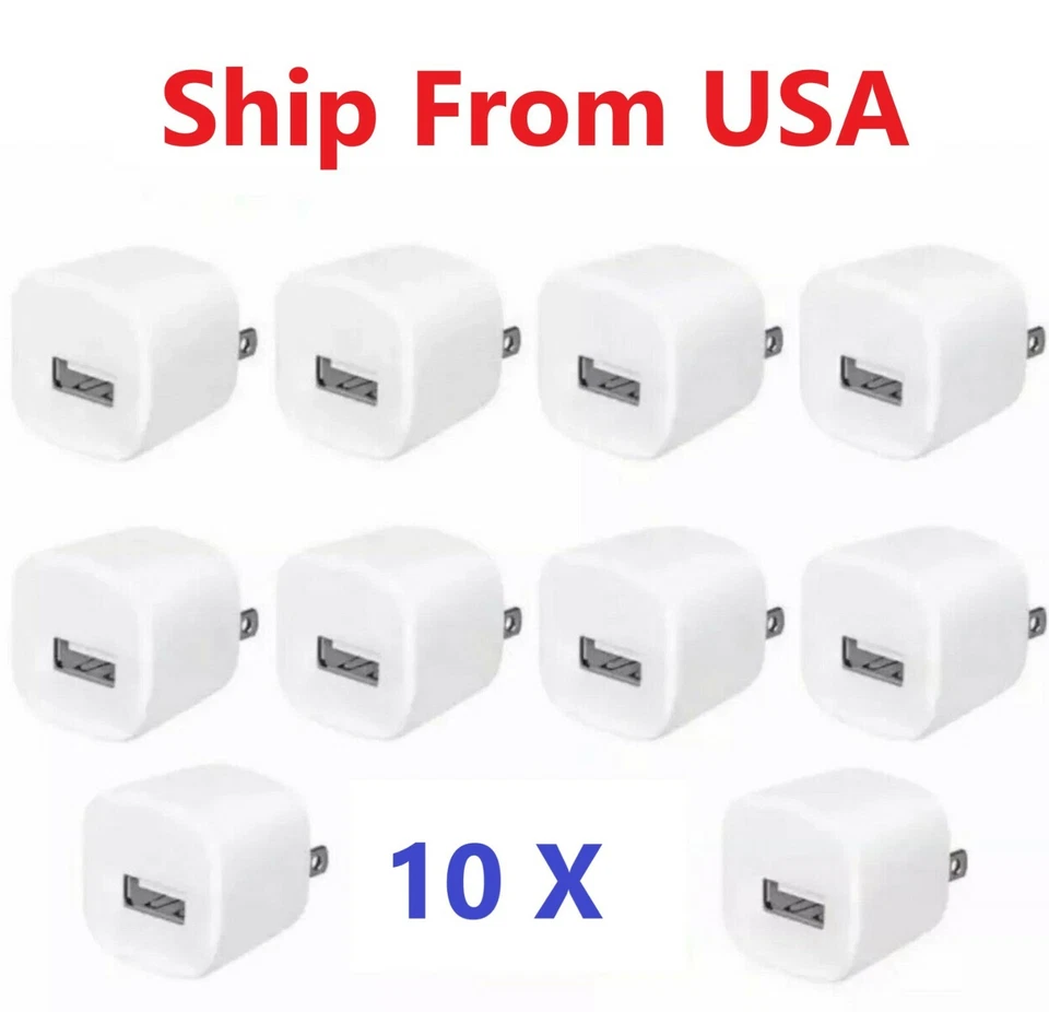 10x Blanco 1A Adaptador de Corriente USB Cargador de Pared AC Hogar Enchufe EE. UU. PARA iPhone 5 6 7 8 X Foto 1 de 1
