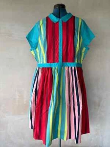 HARKEL Multi Stripe Dress Red, Pink, Green Mix S20 Side pockets Cotton mix BNWT - Picture 1 of 4
