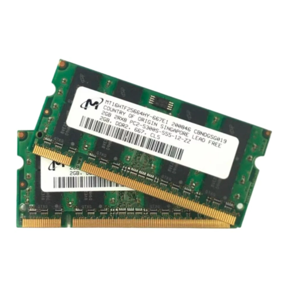 Laptop Memory Micron Memory  PC2-5300S DDR2 667MHz 2GB 2R*8 MT16HTF25664HY-667E1 - Image 1 of 1