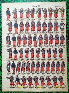  XIX ème - Zouaves Superbe Planche 40x29 cm N° 225 A Voir Absolument !!!!!!! - Foto 1 di 1