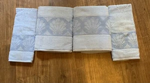 SELTEN Vintage Kanone Monticello Muschelschale Set Bad Handtuch Skulptur Fransen blau - Bild 1 von 3