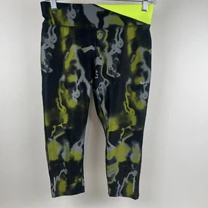 Nike Women's STAY WARM Dri-Fit Running Capri Pants Black Green Gray Size Small - Picture 1 of 11