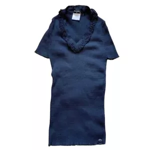 CHANEL V Neck Short Sleeve Sweater Black Tops - Picture 1 of 7