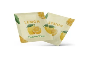 Small Lemon Wipes – Refreshing Individually Wrapped Travel Moist Handy Napkins - Picture 1 of 4