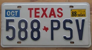Texas 1988 License Plate HIGH QUALITY # 588-PSV - Picture 1 of 1