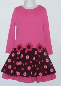 Rare Editions Girls Long Sleeve Dropped Waist Dress Pink Four (4) NWT - Picture 1 of 2