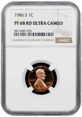 1986 S proof Lincoln cent graded by NGC PF RD 68 ULTRA CAMEO - Image 1 of 2