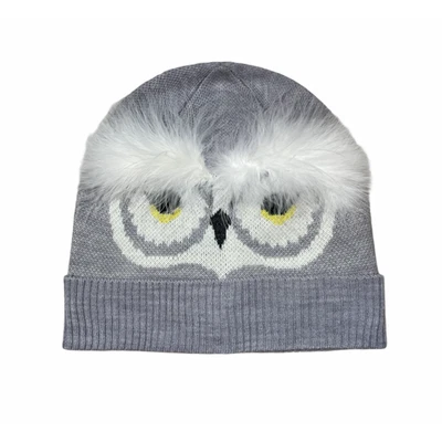 Зимняя шапка-бини Kate Spade Owl Knit Who Me серо-лиловая - Изображение 1 из 4