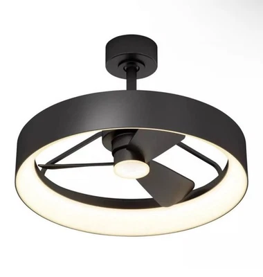 Artika Austin 23" LED Ceiling Fan Dimmable Matte Black Fandelier w/ Remote New - Image 1 of 4