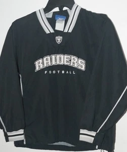 Vtg Oakland Raiders Reebox YOUTH KIDS 10/12 Black Windbreaker Embroidered - Picture 1 of 4