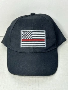 New First Responder Firefighters Red Line Baseball Cap, Embroidered Flag - Black - Picture 1 of 4