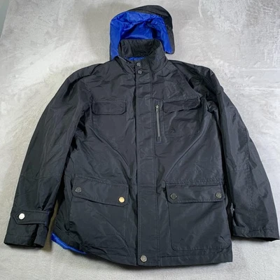 Roundtree & Yorke Jacket Mens Medium Black Water Resistant Hooded Lined Coat - Image 1 of 4