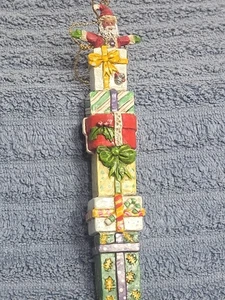 Vintage Christmas Santa Over Gift Boxes Ornament Tree Decorations  6.5" - Picture 1 of 3