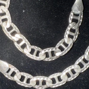 Bracelet Mariner Link Italy Sterling 8” 6.5mm Reversible Vintage 8.8 Grams - Picture 1 of 9