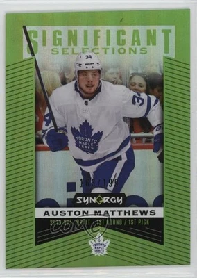 2018 Upper Deck Synergy Significant Selections Green /199 Auston Matthews #SS-10 - Image 1 of 2
