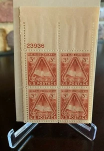 1948 3 Cent Briefmarke Fort Bliss Centennial El Paso U.S. Postage - Plate Block of 4 - Bild 1 von 2