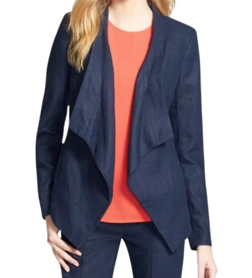 Michael Kors 100% Linen Open front Blazer Size 24W Navy Long Sleeve $140 - Image 1 of 2