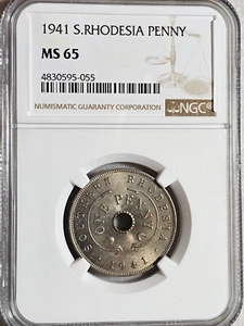 Southern Rhodesia 1 Penny 1941 NGC MS 65 - Picture 1 of 2