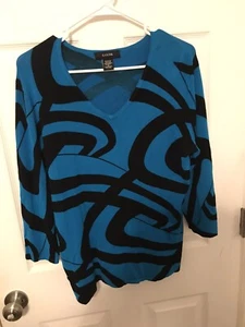 Kaktus Womens Turquoise & Black 3/4 Sleeve Sweater Size Medium - Picture 1 of 1