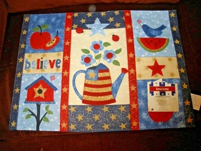 NEW Americana Applique 13" X 18" Placemat Believe Red White Blue (O13) - Image 1 of 3