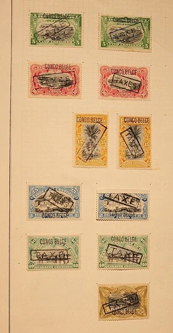 BELGIAN CONGO TAXES" (POSTAGE DUE) OVERPRINTS ON 1908-23 ISSUES just over 200 mi Cover