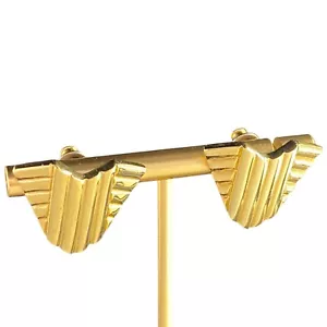 Vintage Gallery Originals Gold Tone Triangle Textured Geometric Earrings Post 80 - Picture 1 of 6