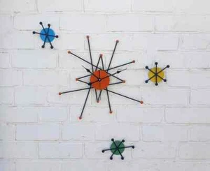 20" Wall Clock Burnt Orange Atomic Starburst Modern Wall Clock 1950s Mid Century - Picture 1 of 13