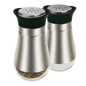 Salt Pepper Seasoning Glass Shaker with Stainless Steel Cover 2 pcs Pack Set ... - Picture 1 of 6