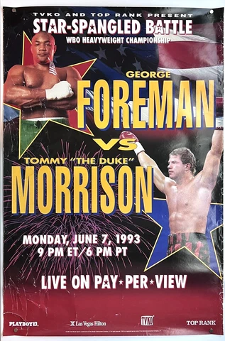 Tommy Morrison vs George Foreman Official Fight Poster Boxing 27 x 40 TVKO Cover