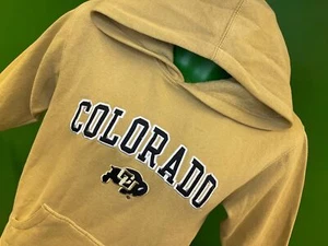 NCAA Colorado Buffaloes Yellow Ochre Pullover Hoodie Youth Medium 10-12 - Picture 1 of 5