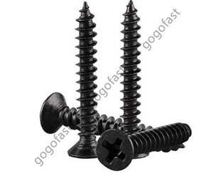 M2 M2.3 M3 M3.5 M4 Black Phillips Countersunk Flat Head Self Tapping Wood Screws - Picture 1 of 12