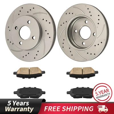 Kit de rotor de freno delantero perforado y pastillas para Saturn Ion 2003-2007 Pontiac G5 07-09 Foto 1 de 4