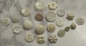 Estate White Sewing & Crafting Fancy Vintage Buttons Lot J-43 - Picture 1 of 8