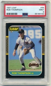 1987 Leaf #64 Rob Thompson Rookie Card RC PSA 9 Mint San Francisco Giants - Picture 1 of 2