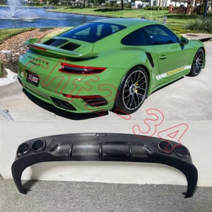 For Porsche 911 991.2 Turbo S Real Carbon Fiber Rear Diffuser Bumper Lip 2016-18 - Picture 1 of 11