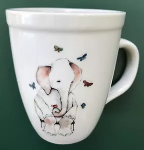 Seltene Lisa Hurwitz handbefeuerte Studio Kunst Elefant und Schmetterlinge Becher Tasse 10 Unzen - Bild 1 von 7