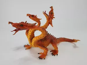 Plastoy Four Headed Hydra Orange Dragon 7" Fantasy Plastic Toy Figure - Picture 1 of 6