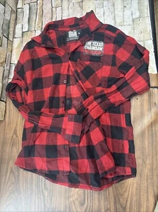 Red Texas Chainsaw Massacre Flannel Long Sleeve Shirt Medium - Picture 1 of 5