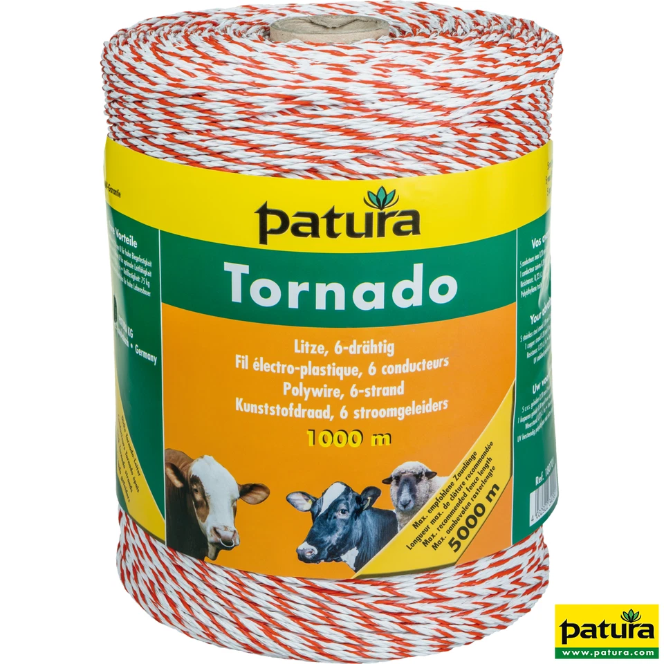 Patura Tornado Litze 400 m - 1000 m Weidezaunlitze weiß / orange 180601