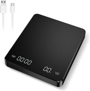 Mini Coffee Kitchen Scale with Timer, Rechargeable Coffee Scale Black 3kg / 0.1g - Picture 1 of 13