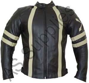 GURU Leather Motorcycle Biker Jacket - neXus Collection - Classic Stripe