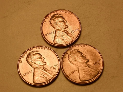 1949 P-D-S  Ch/Gem  BU Uncirculated Red Lincoln Cents Three Coin Set Group#108 Cover