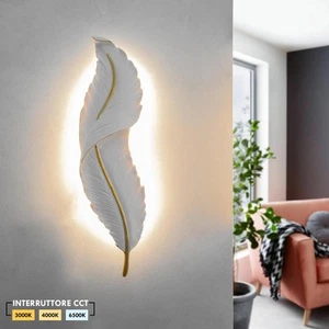 Applique da parete decorativo resina forma di piuma LED 12W CCT da 3000K a 6500K - Imagen 1 de 11