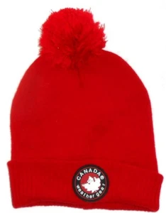 Too Cool! Vintage Canada Weather Gear Cuffed POM Winter Knit Beanie Ski Hat S94 - Picture 1 of 3