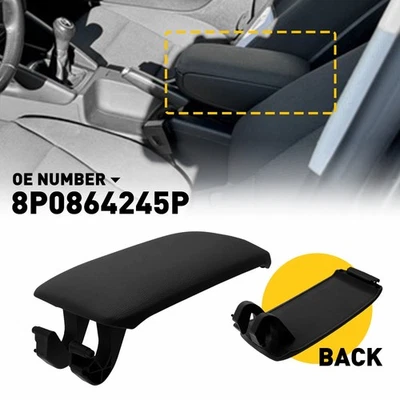 Para Audi A3 8P 2003-2012 Cuero PU Apoyabrazos Caja Central Consola Tapa Cubierta Negro Foto 1 de 4