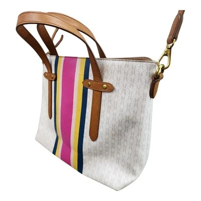 Cartera Fossil Grande Blanca Bolso Bandolera Imitación Cuero Guijarro Rosa Tira DEFECTOS Foto 1 de 4